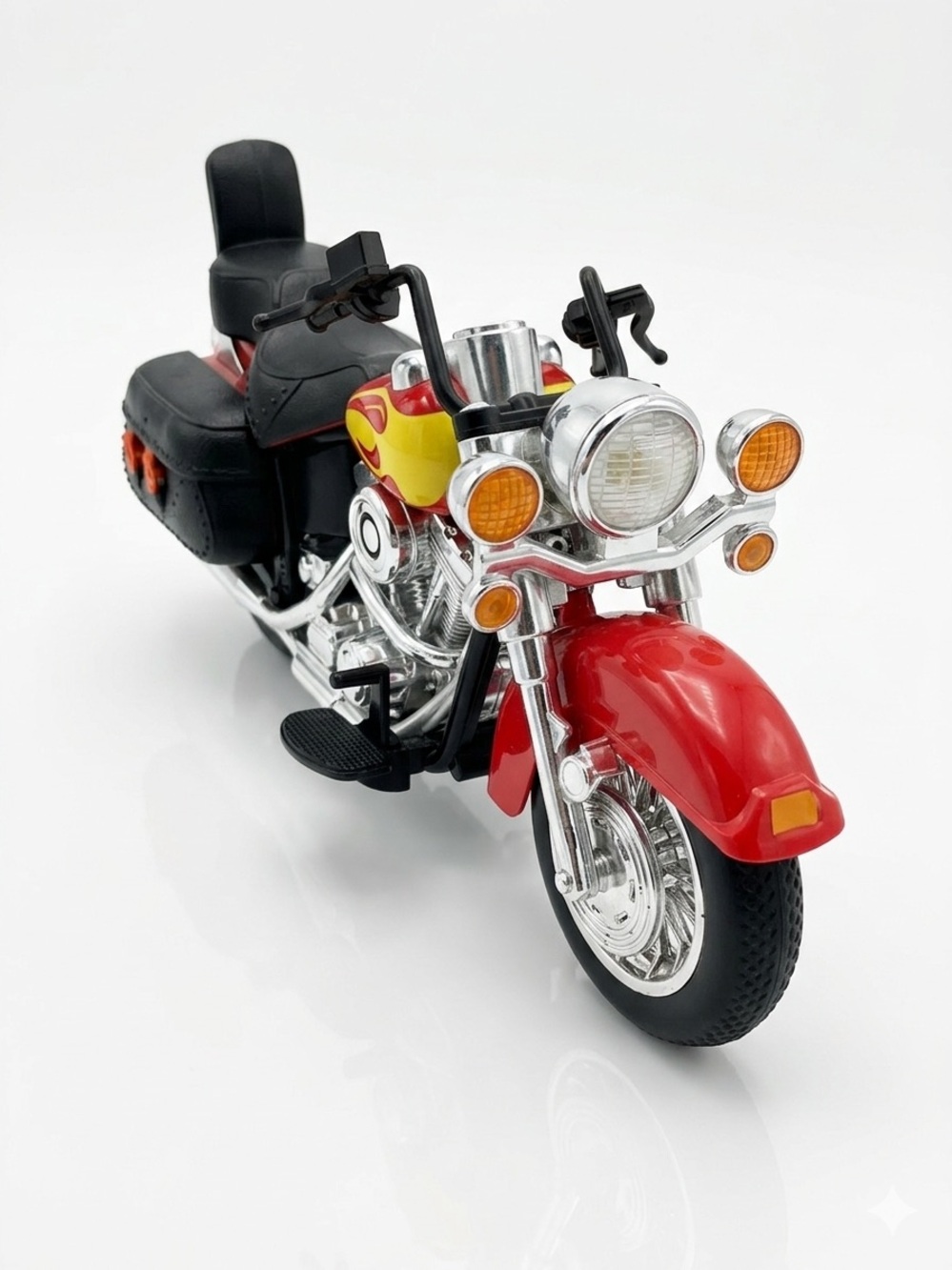 Road Rippers Toy Chopper Motorcycle Red Flames Music Buttons 13.5”